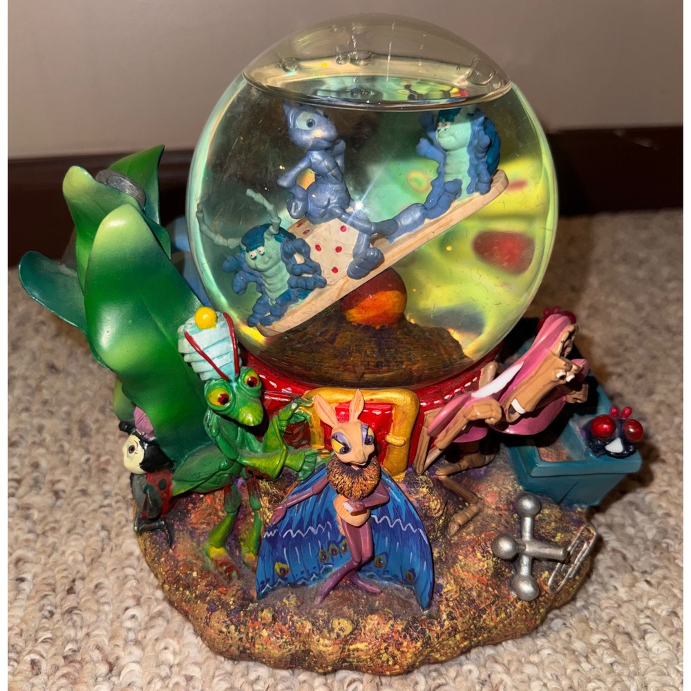 Disney A Bug's Life Musical Snow Globe Flik Heimlich Francis Pixar Vintage 1998